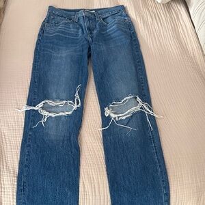 Levi's Blue Women's Straight Leg Ripped Jeans